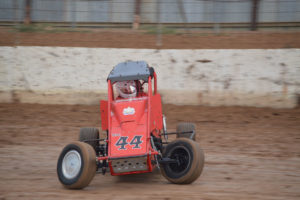 CONTROL: mark McDonald stayed out of trouble in the action packed Limited Sportsman feature race on Saturday night.  McDonald won the title as others crashed out. Picture: MARK COWIN