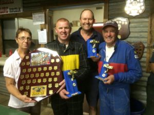 Sue Thomas presents Luke James with the Robin Thomas Memorial trophy. Fletcher Mills earned a second place while Wes Bell collected third position. PHOTO: Jamie Collins