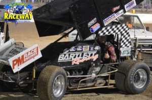 THUMBS UP: Chris Soloman gives a 'thumbs up' after winning the feature race. PHOTO: M&L Speedway Photography