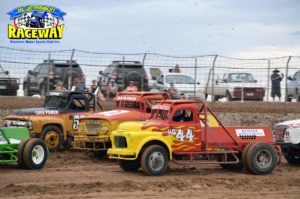 TRUCKS TUSSLE: V8 powered Trucks raced for the Robin Thomas Memorial. M&L Speedway Photography