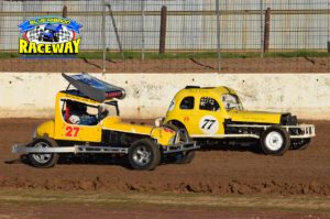 TEAM YELLOW: Ken Tollner and Mark Cowin's Heavy Hot Rods on display. PHOTO: M&L Speedway Photography
