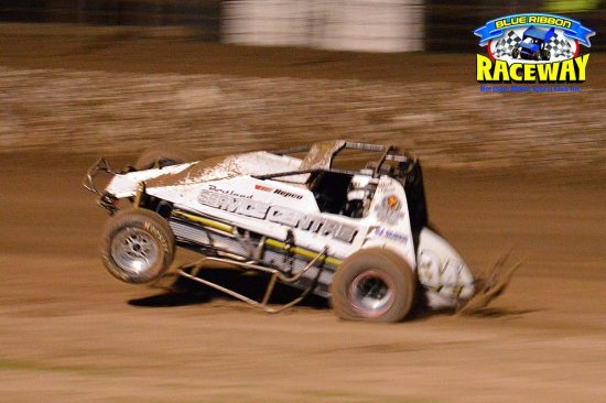 WINGLESS WHEELIE: Jack Oliver performs arial acrobatics in his Wingless Sprintcar. PHOTO: Mark Cowin